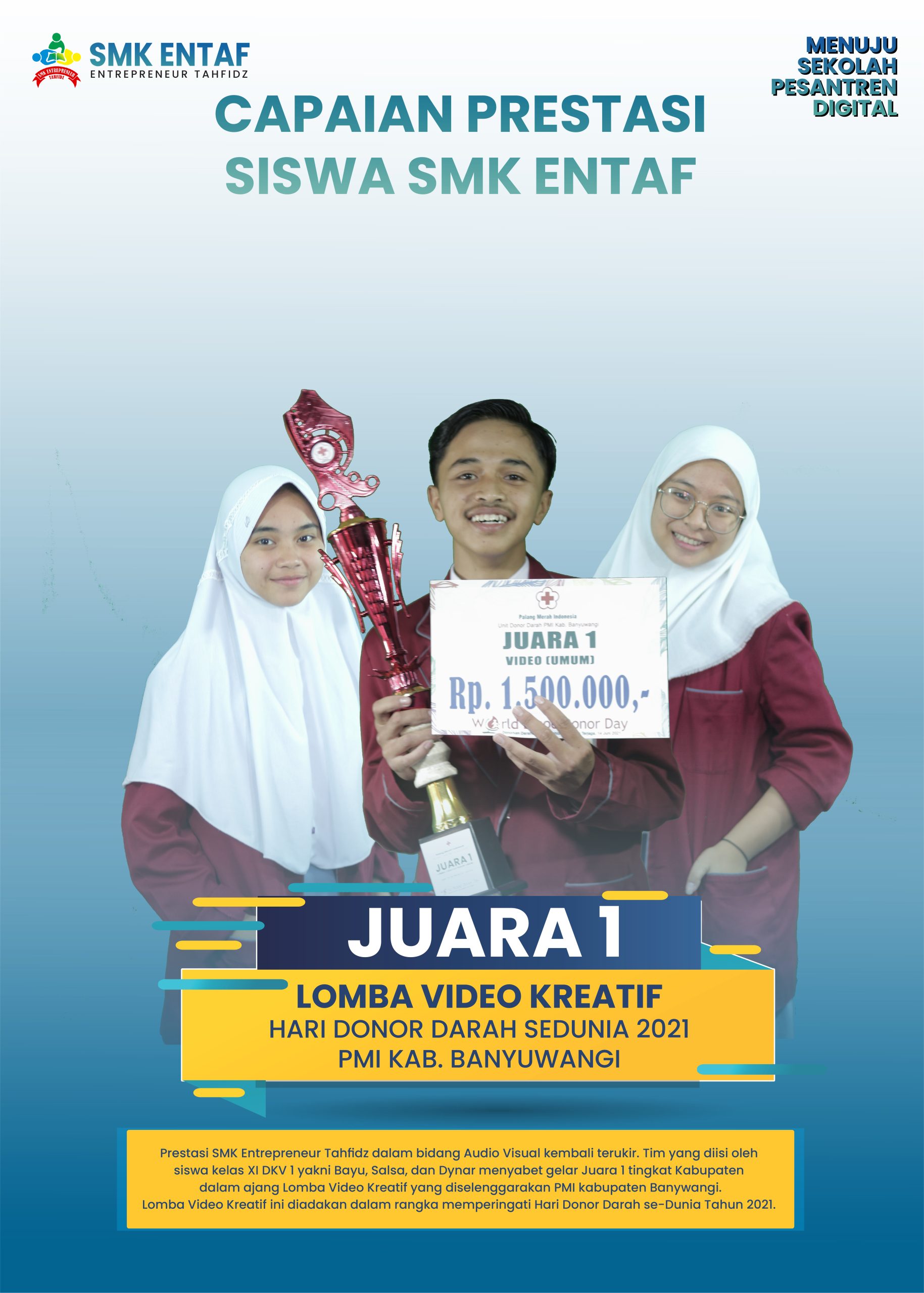 JUARA 1 LOMBA VIDEO KREATIF HARI DONOR DARAH SEDUNIA 2021 PMI KAB. BANYUWANGI